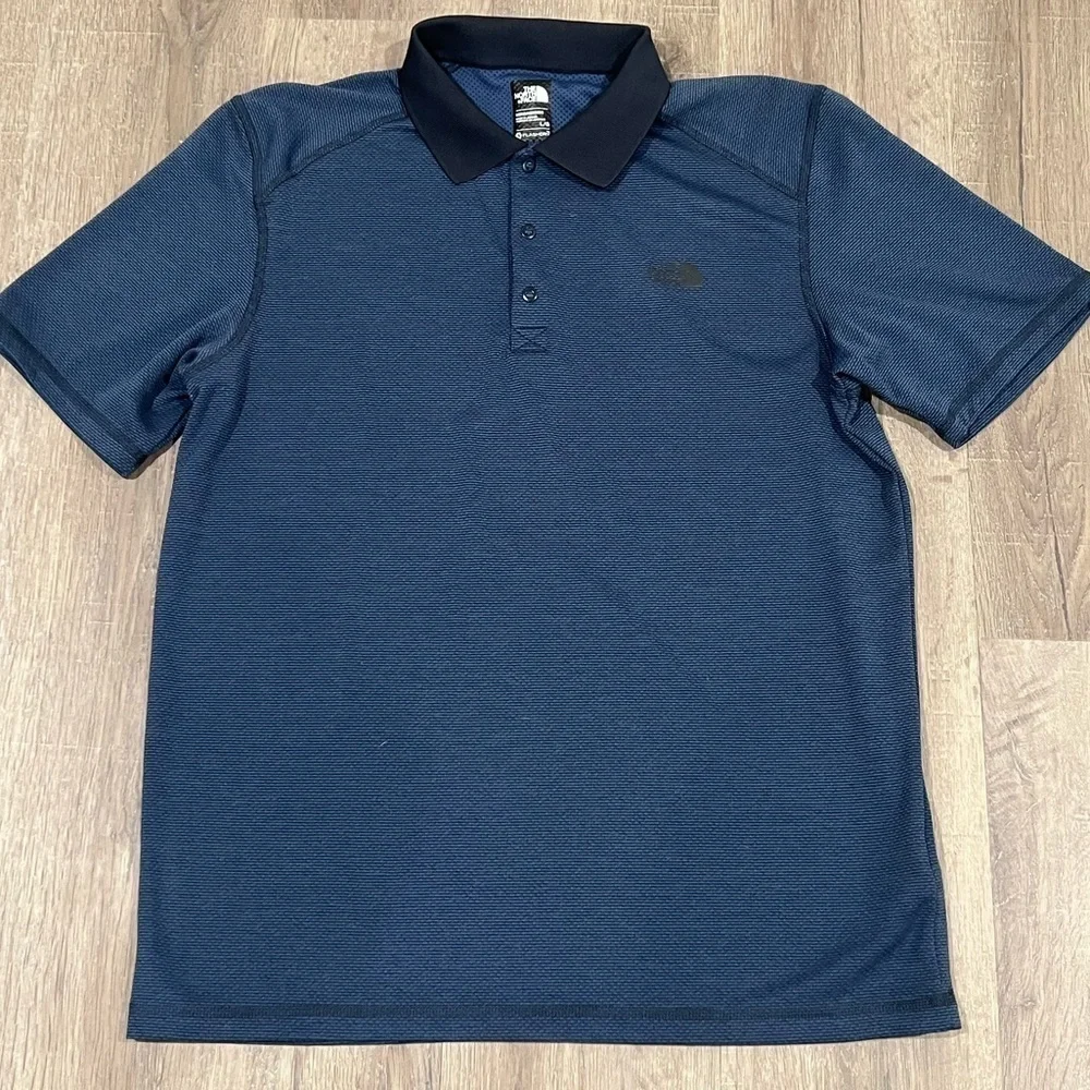 Men’s The North Face FLASHDRY Large Navy Knit Cotton Polo Performance Shirt